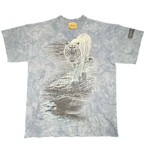 The Mountain White Tiger Graphic T Shirt Medium Tie Dye Made USA